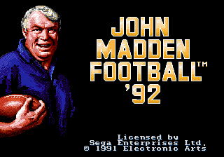 John Madden Football '92 (USA, Europe) Title Screen